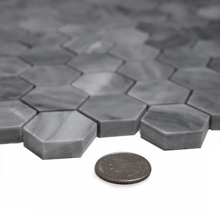 Apollo Tile Sample of Bardiglio Hexagon  11.3"x12" Marble Mosaic Tile APLSE99G08EC46 Sample